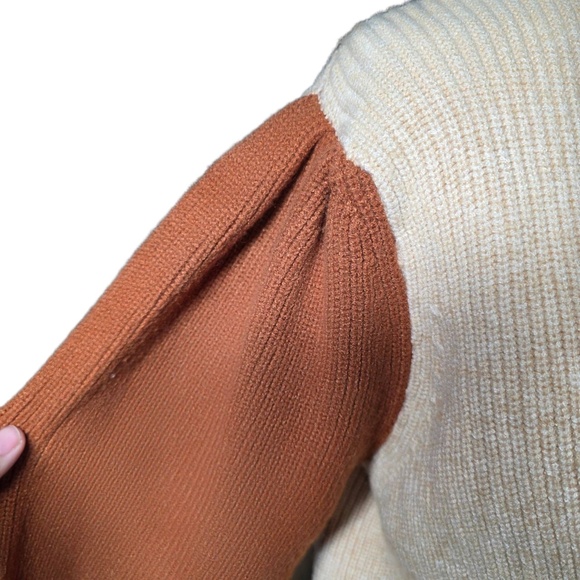 Sweet Lemon Color Block Ribbed Knit Sweater Women's Size Large Pearl‎ Buttons - Picture 4 of 12